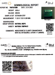 4.88/CT Natural Panna Stone with Govt. Lab Certificate